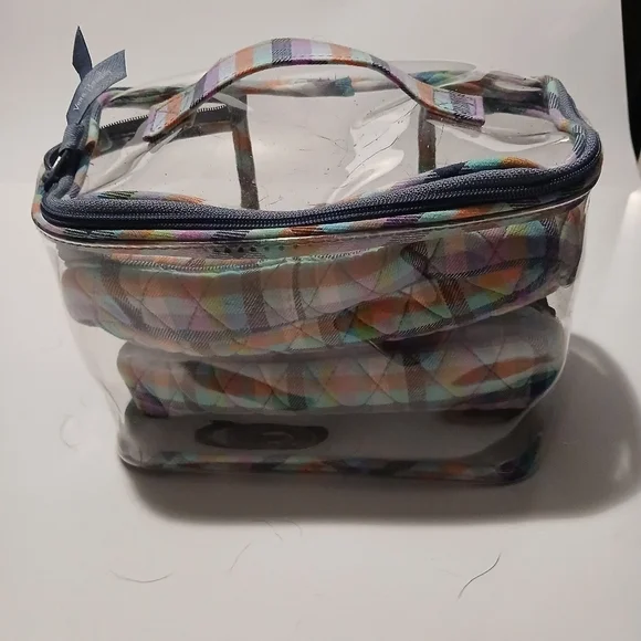 Vera Bradly 2 Piece Cosmetic Bags With Carry Case - Picture 1 of 7